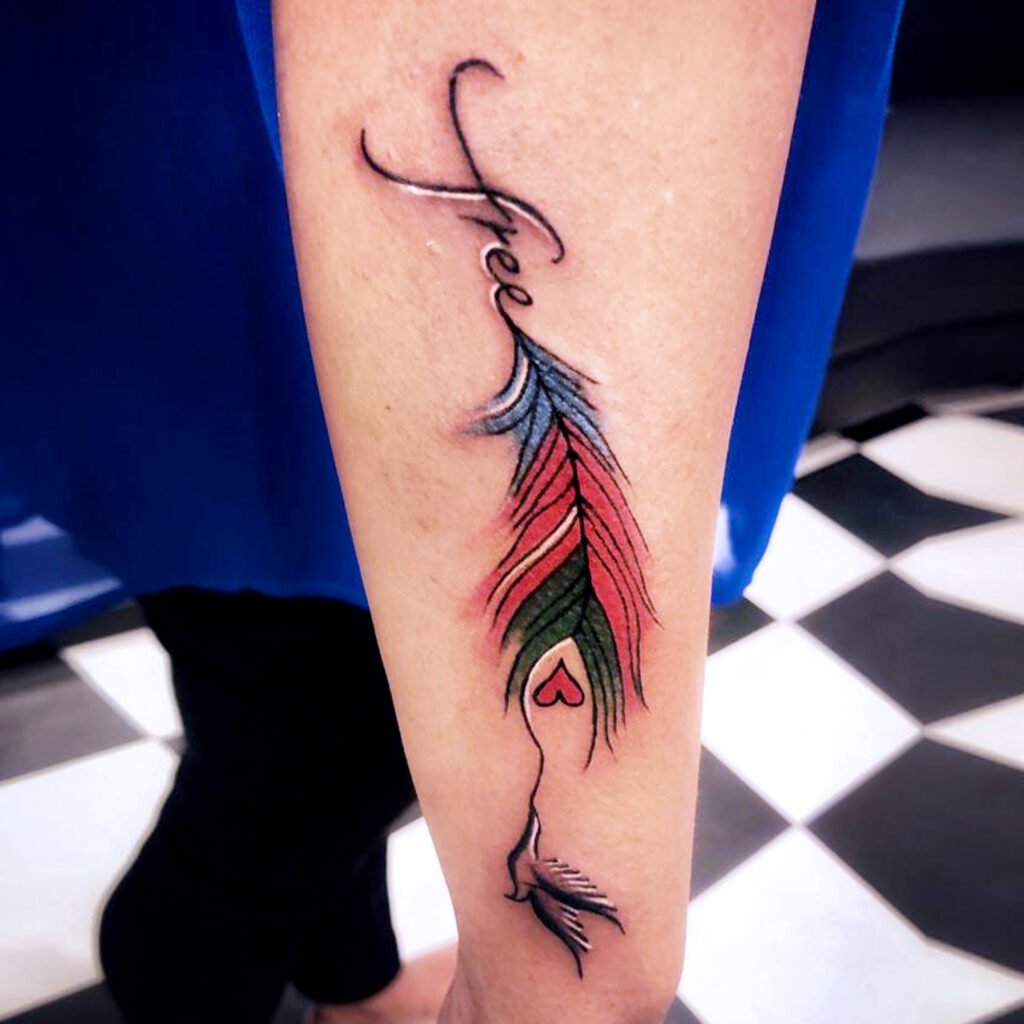 Free bird with feather Tattoo Designs- Bob Tattoo Studio