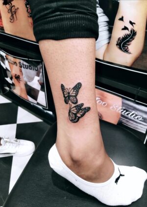 Ankle butterfly Tattoo Designs- Bob Tattoo Studio